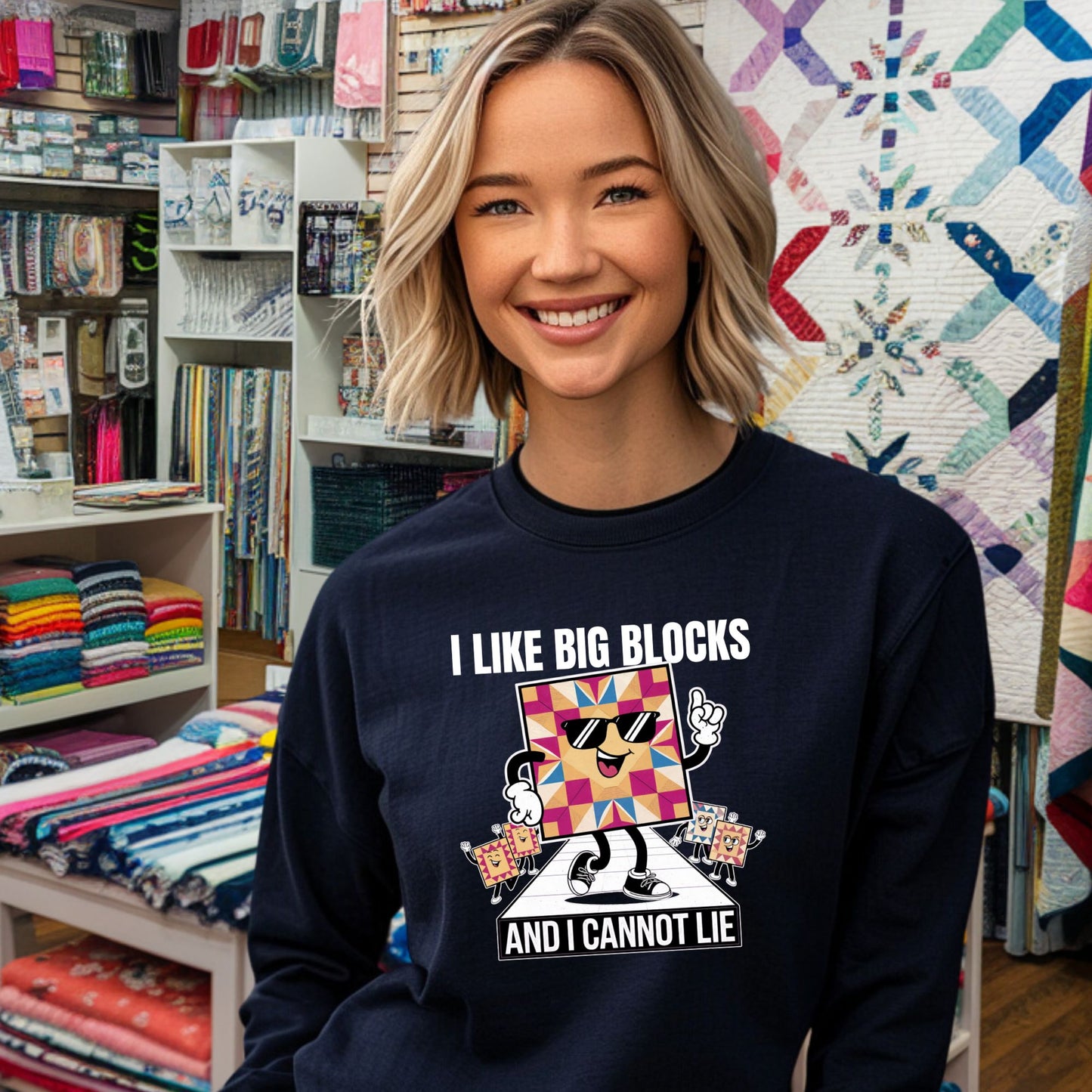 I Like Big Blocks Long-Sleeve Tee – Funny Quilting Shirt