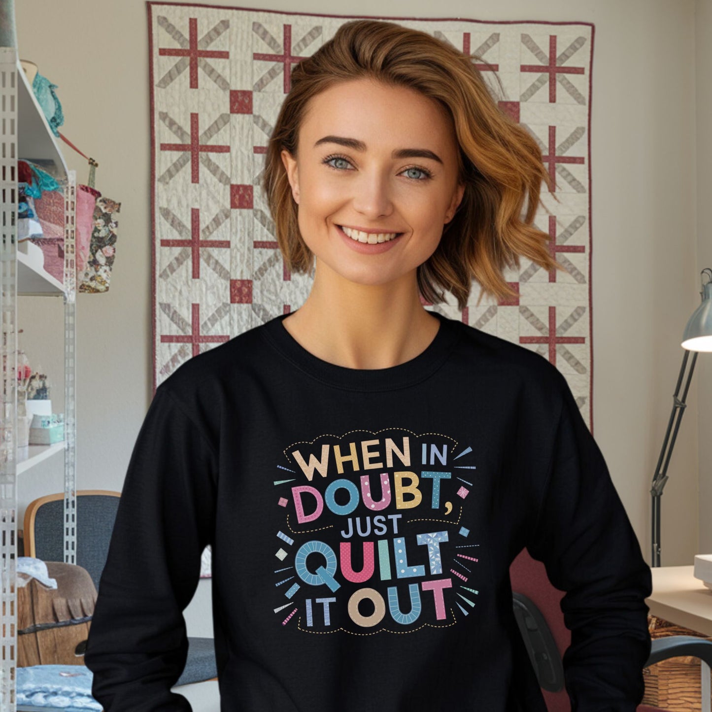 When in Doubt, Just Quilt It Out Long-Sleeve Tee – Quilting Fun
