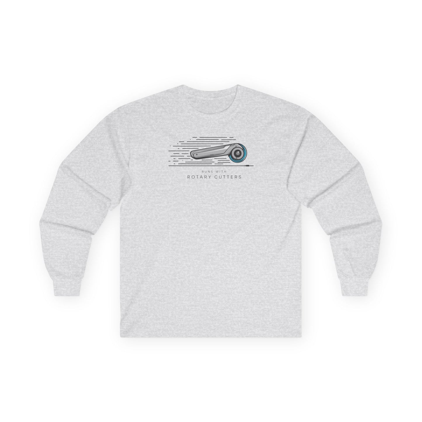 Runs with Rotary Cutters Long-Sleeve Tee – Fun Quilting Humor