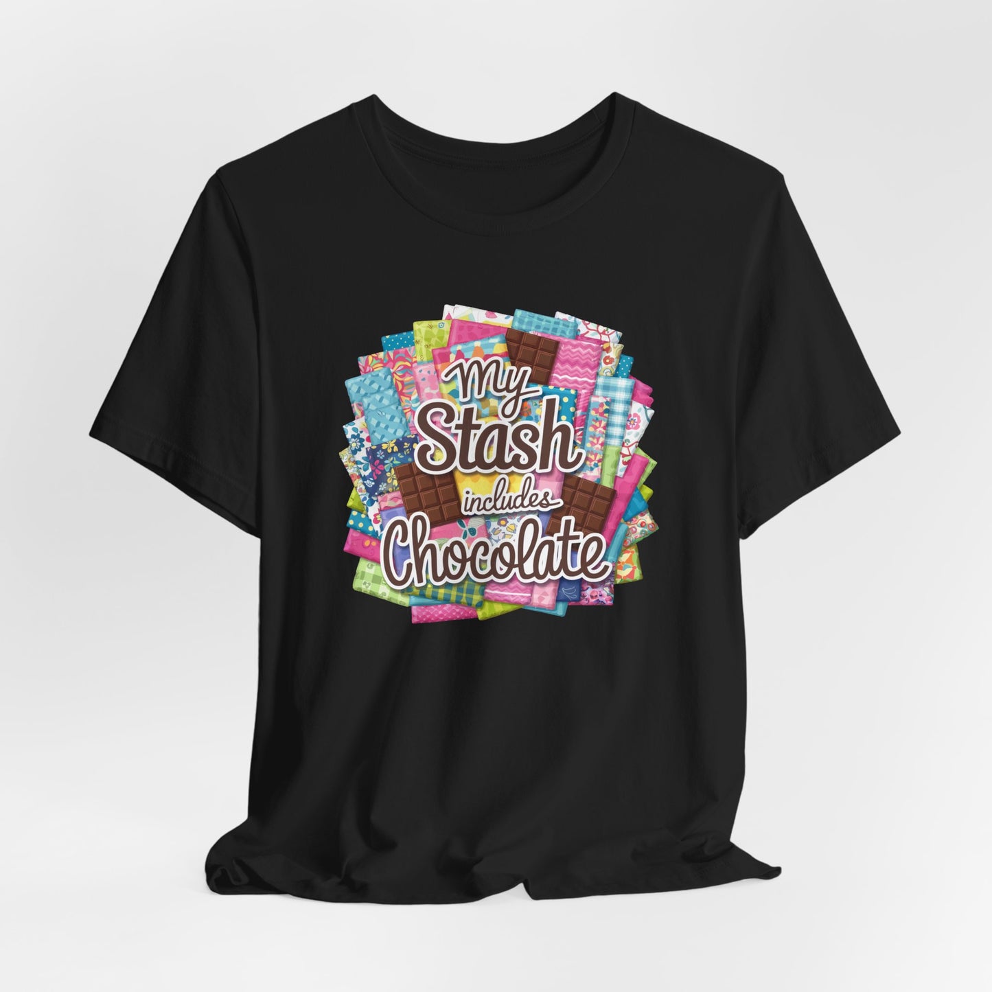 My Stash Includes Chocolate T-Shirt – Fun Quilter Design