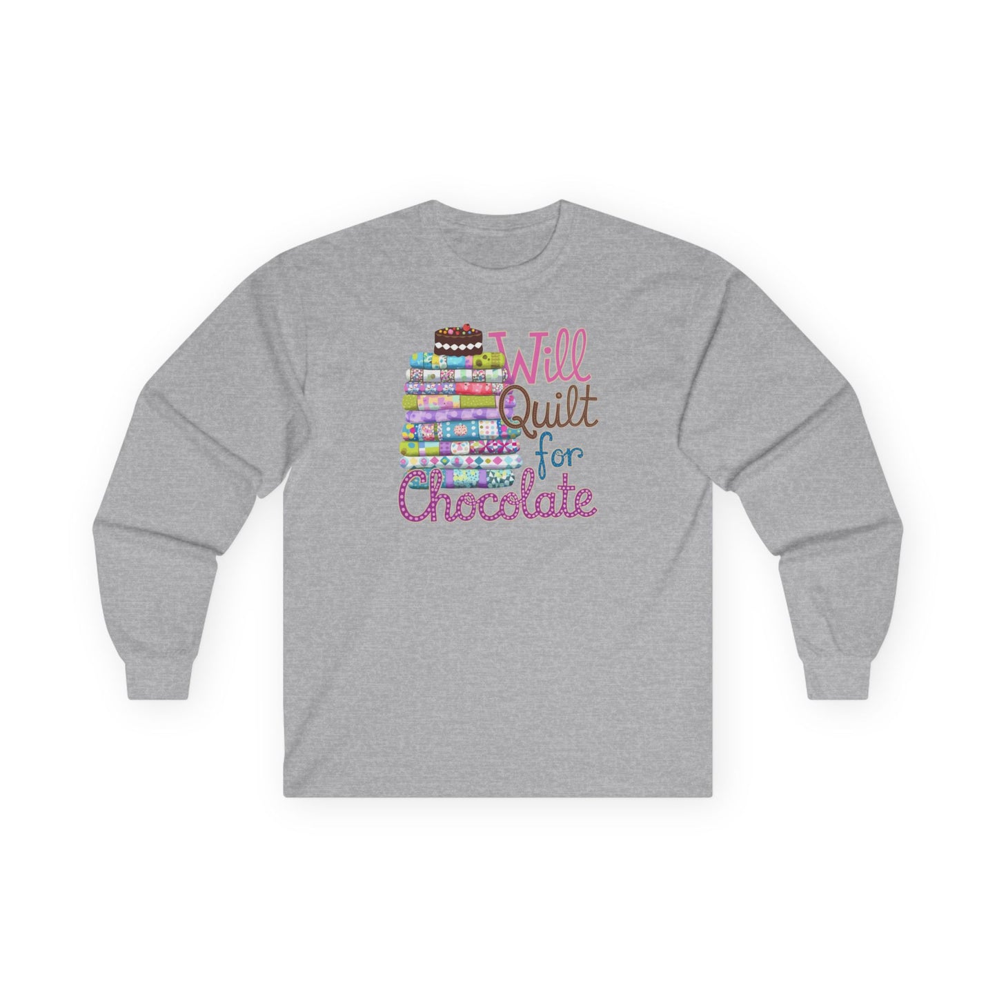 Will Quilt for Chocolate Long-Sleeve Tee – Sweet Quilter Style