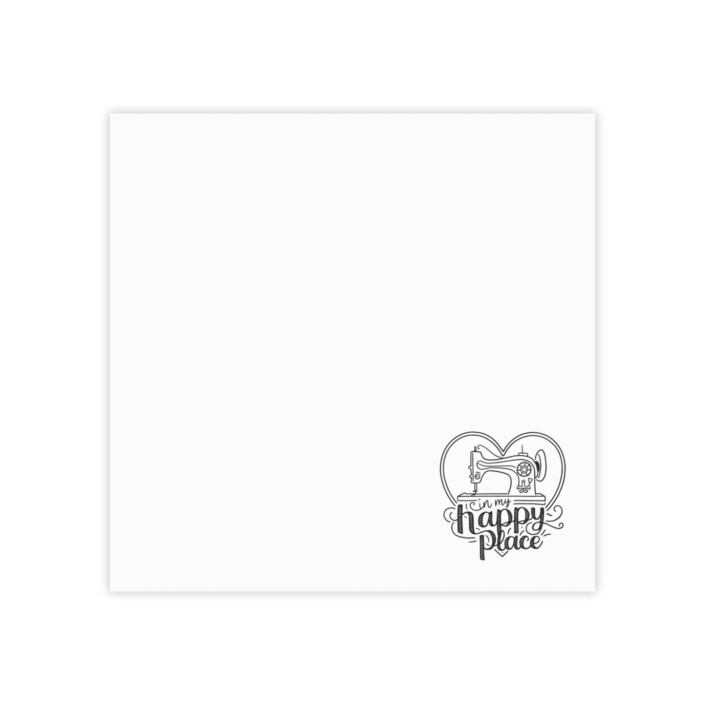Funny Quilting notepads with a delightful quilting theme. Capture your thoughts, ideas, and quilting plans with our "In My Happy Place" Post-it Notes! Featuring a charming sewing machine illustration inside a heart, these sticky notes bring a touch of joy to your workspace.