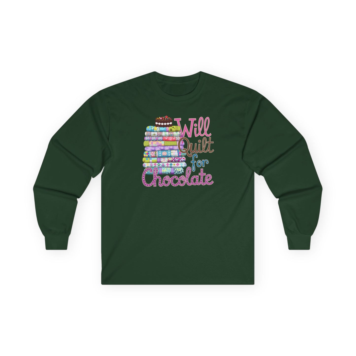 Will Quilt for Chocolate Long-Sleeve Tee – Sweet Quilter Style