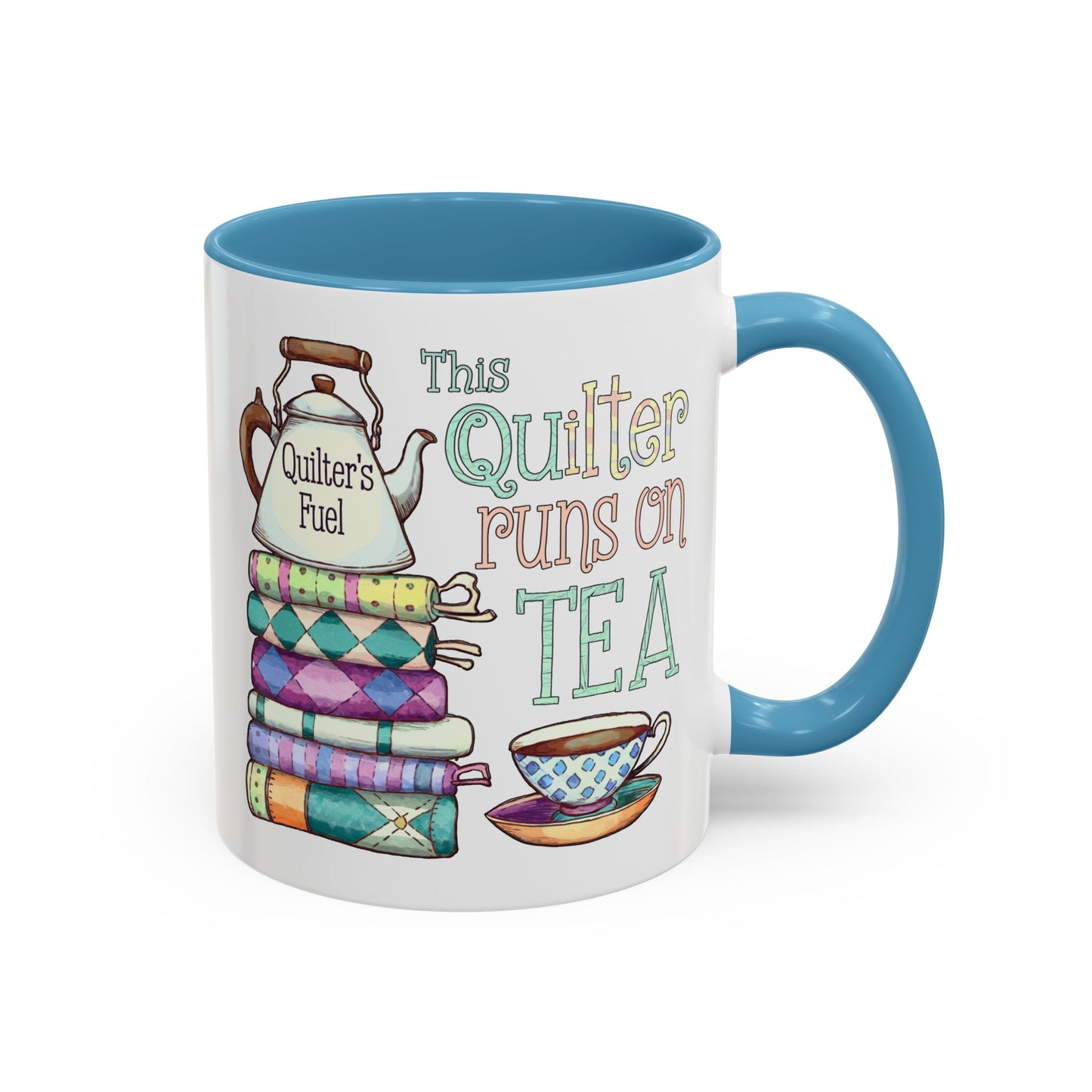 This Quilter Runs on Tea – Funny Quilting Ceramic Mug for Tea Lovers