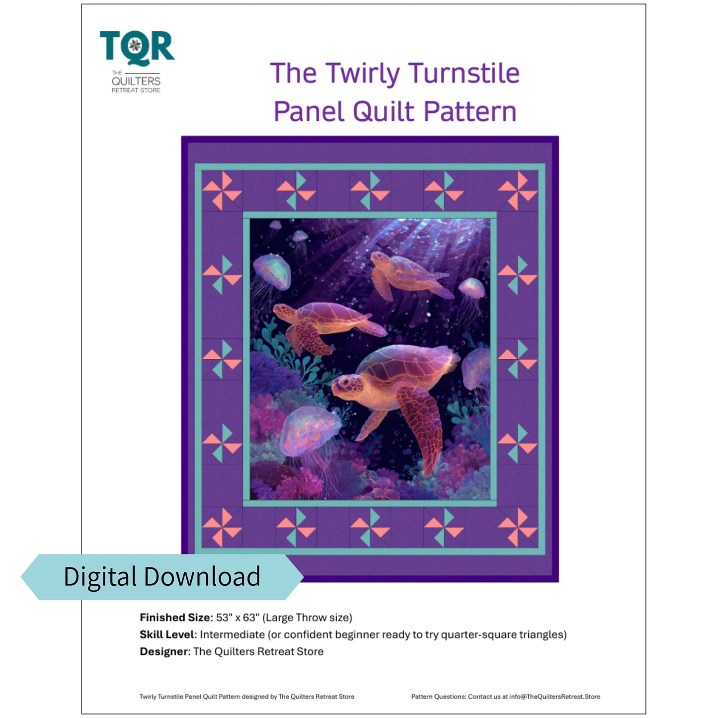 Twirly Turnstile Panel Quilt Pattern – A Whimsical Spin on a Classic Design - Digital Download