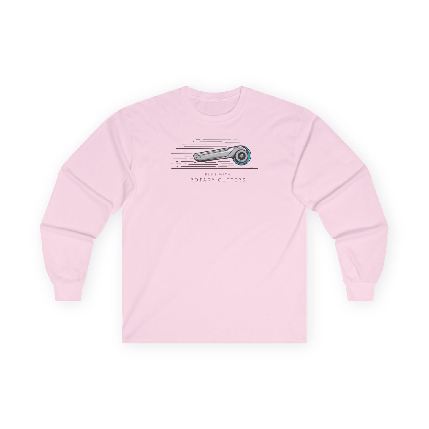 Runs with Rotary Cutters Long-Sleeve Tee – Fun Quilting Humor