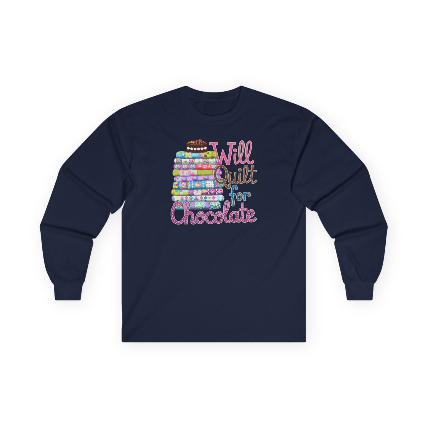 Will Quilt for Chocolate Long-Sleeve Tee – Sweet Quilter Style