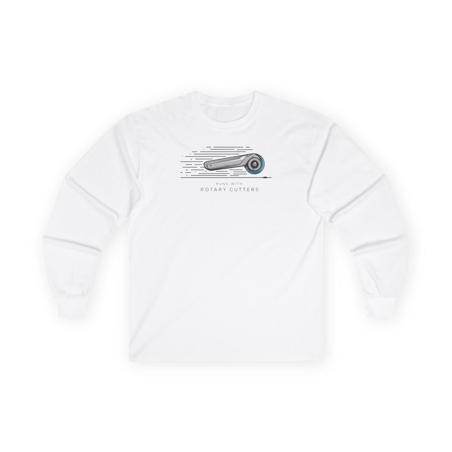 Runs with Rotary Cutters Long-Sleeve Tee – Fun Quilting Humor