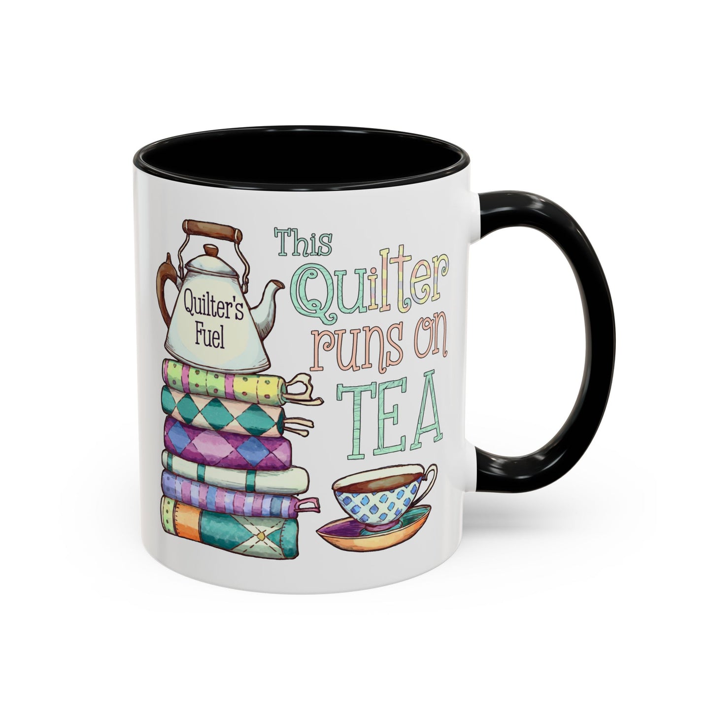 This Quilter Runs on Tea – Funny Quilting Ceramic Mug for Tea Lovers