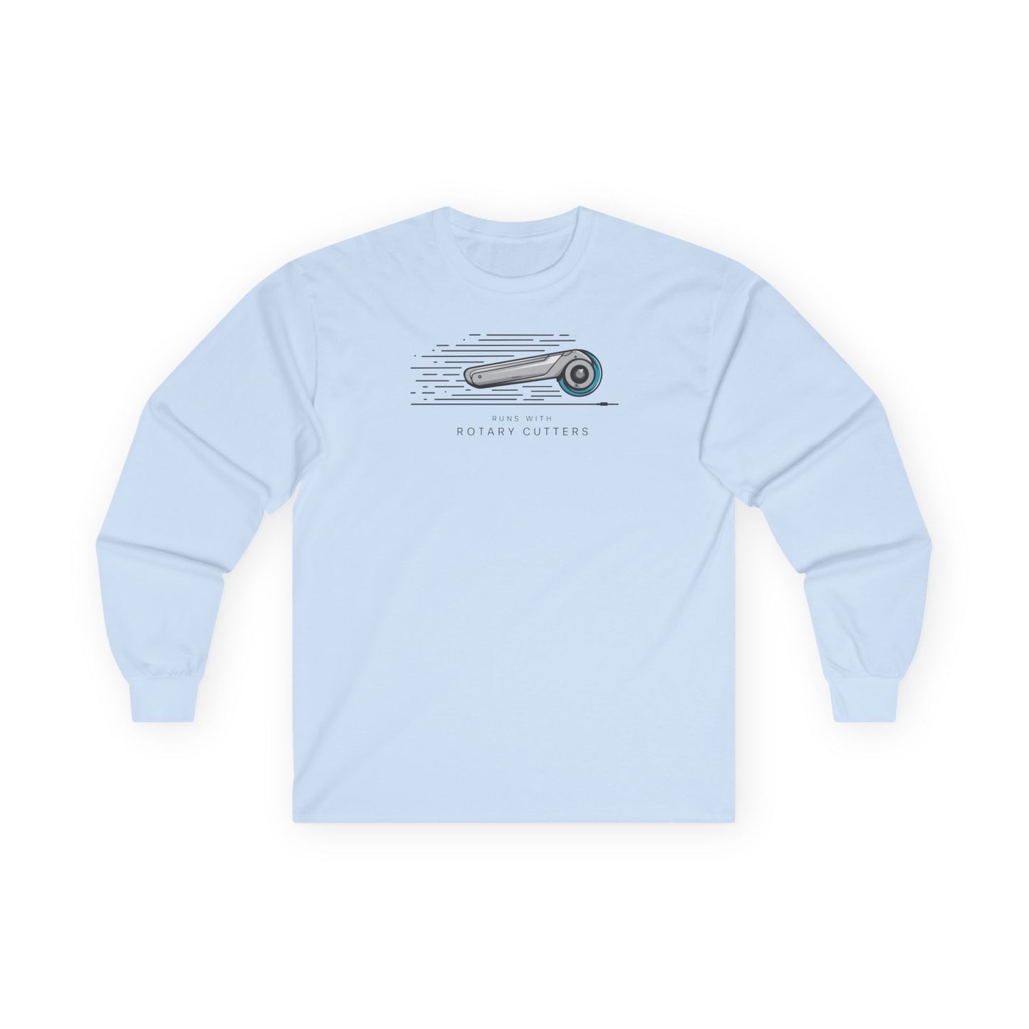 Runs with Rotary Cutters Long-Sleeve Tee – Fun Quilting Humor