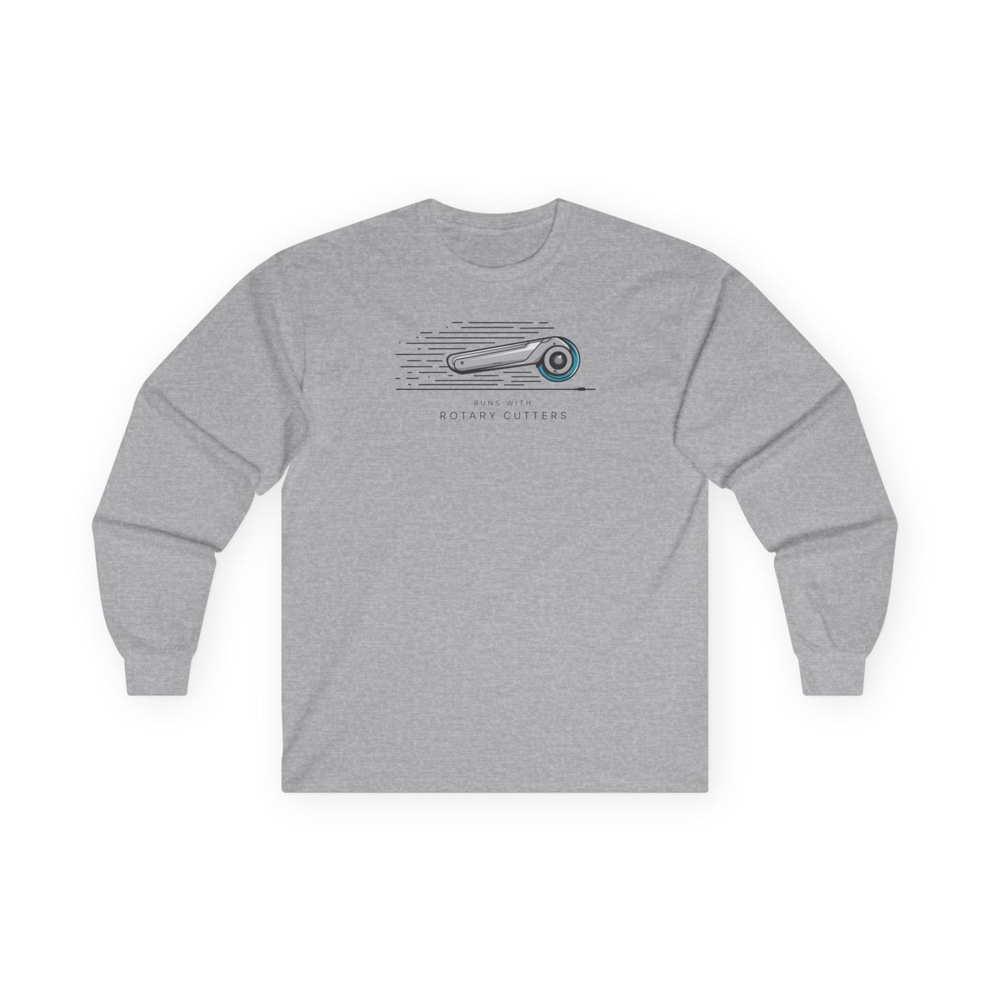 Runs with Rotary Cutters Long-Sleeve Tee – Fun Quilting Humor