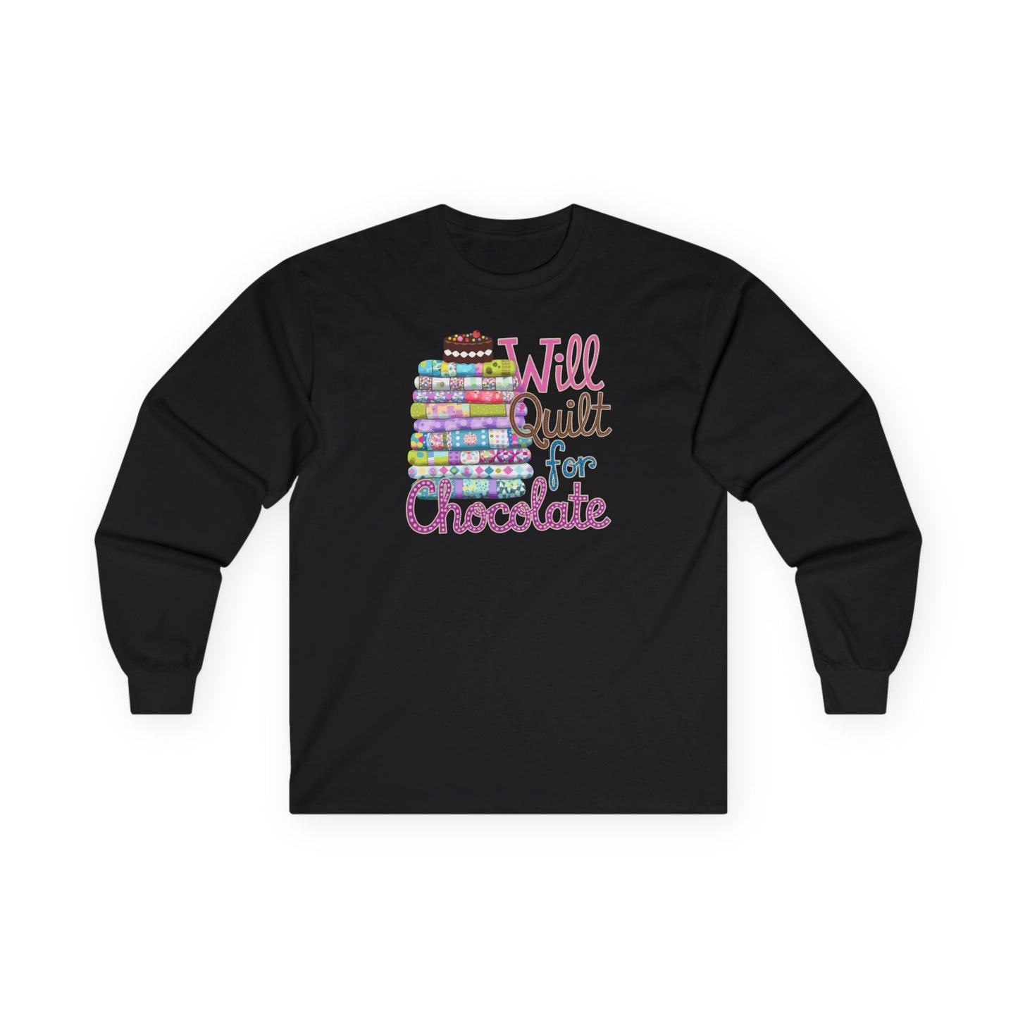 Will Quilt for Chocolate Long-Sleeve Tee – Sweet Quilter Style