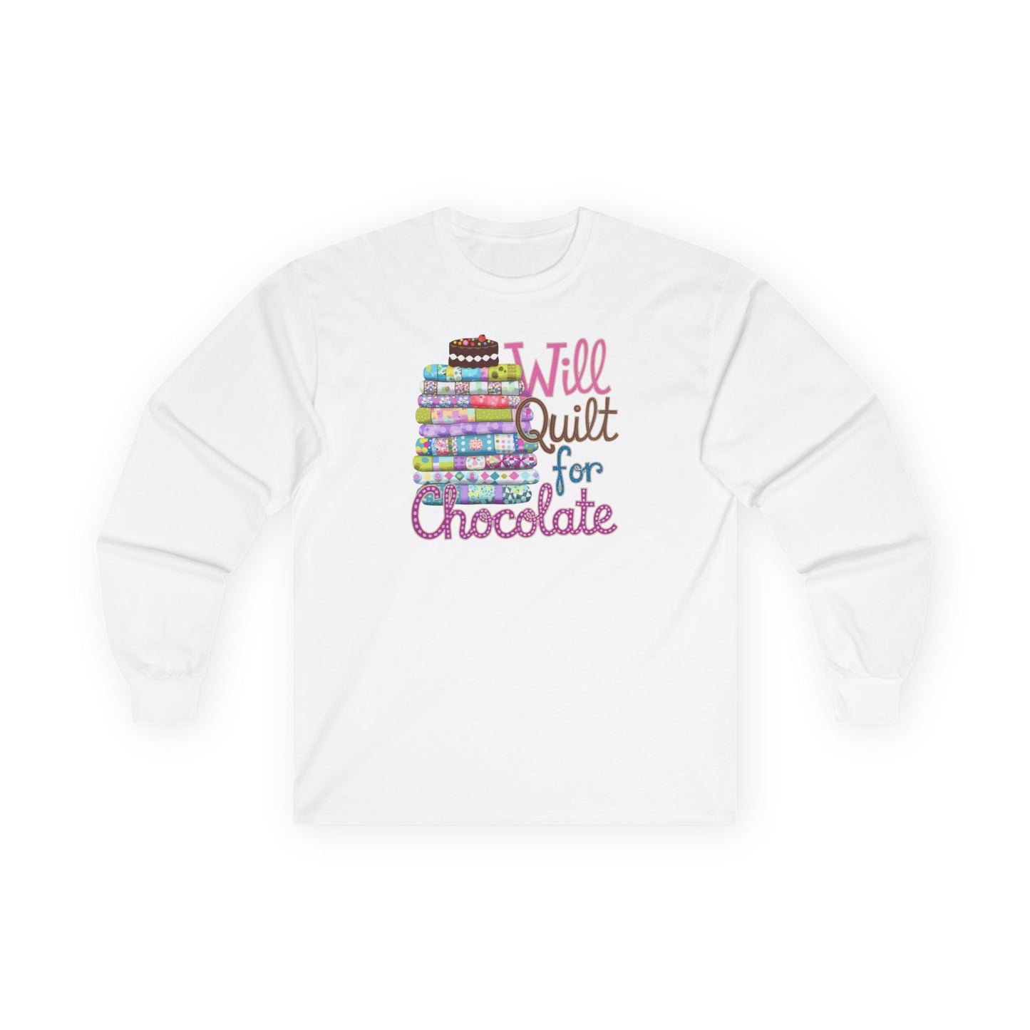 Will Quilt for Chocolate Long-Sleeve Tee – Sweet Quilter Style