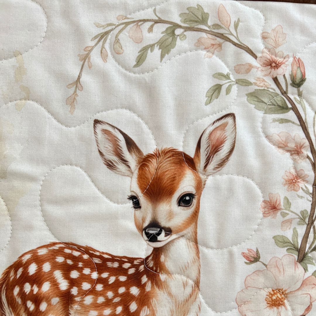 Floral Fawn Baby Quilt Panel + Pattern