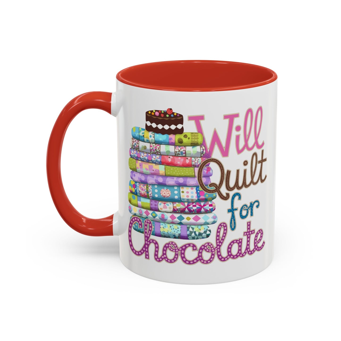 Will Quilt for Chocolate – Funny Quilting Ceramic Mug for Sweet-Loving Stitchers