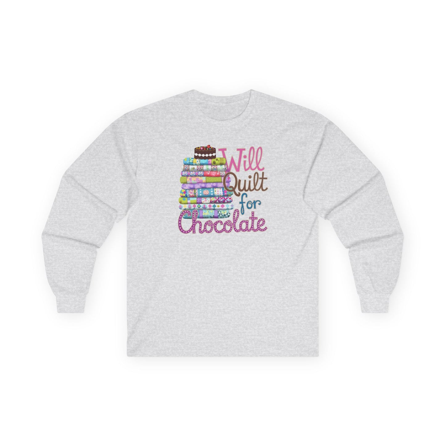 Will Quilt for Chocolate Long-Sleeve Tee – Sweet Quilter Style