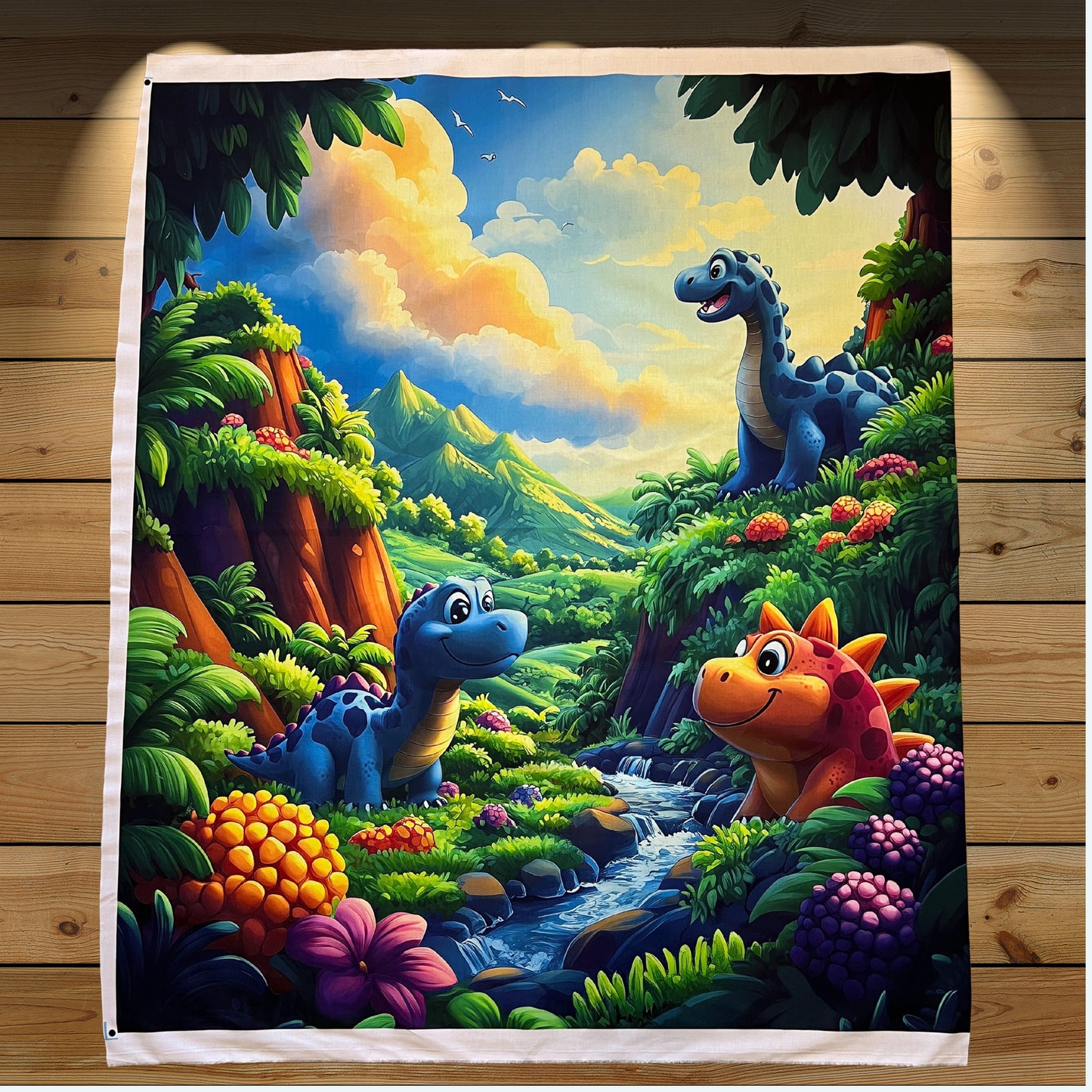 We Love Dinosaurs Quilt Panel – 36"x42" Colorful Fabric for Kids Quilts, Dinosaur Nursery Decor, Baby & Toddler Bedding