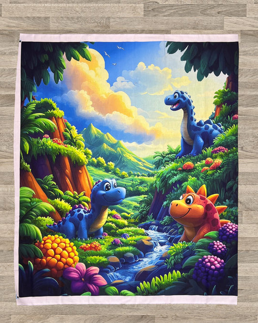 We Love Dinosaurs Quilt Panel – 36"x42" Colorful Fabric for Kids Quilts, Dinosaur Nursery Decor, Baby & Toddler Bedding