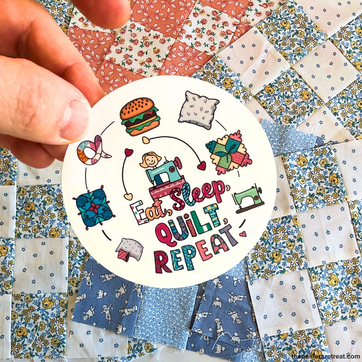 Eat Sleep Quilt Repeat Vinyl Sticker