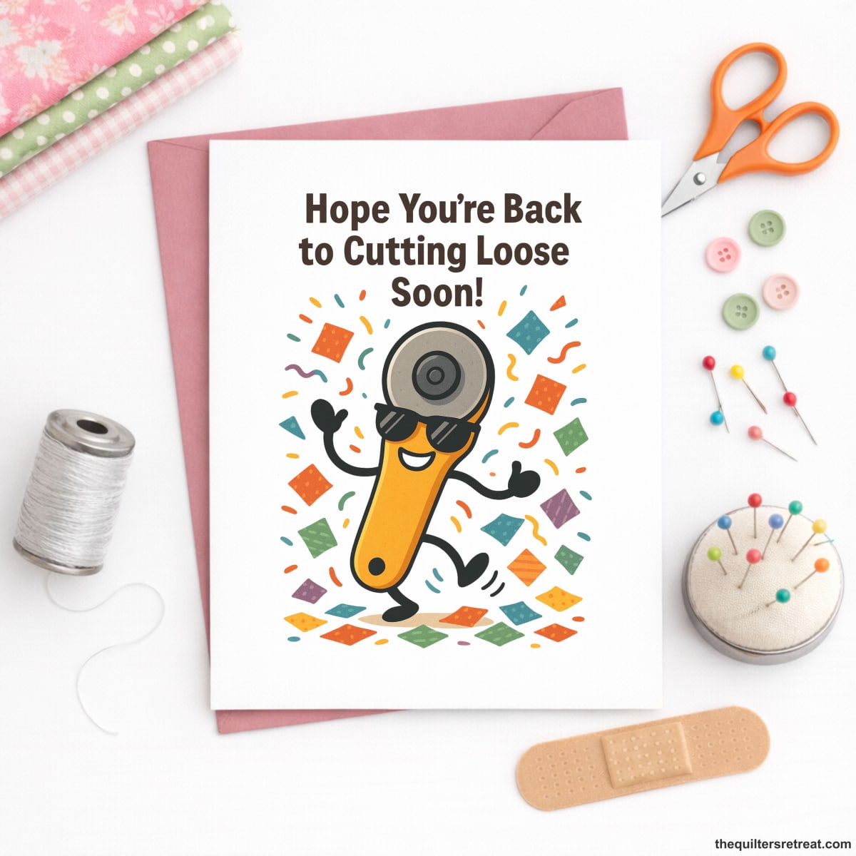 Hope You’re Back to Cutting Loose Soon – Funny Quilting Get Well Card