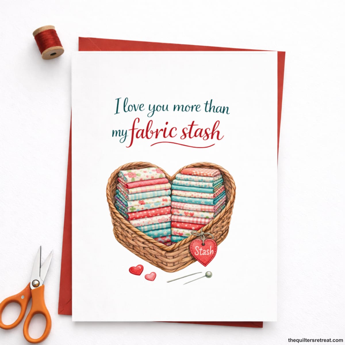 I Love You More Than My Fabric Stash – Funny Quilting Galentine / Valentine / Friendship Card for Quilters