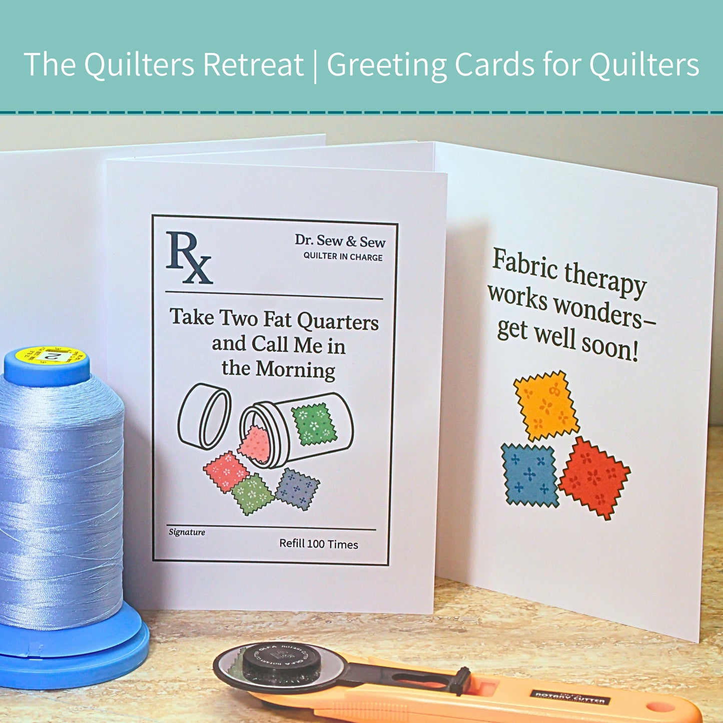 Get Well Card Set for Quilters – 3-Pack Funny Quilting Greeting Cards