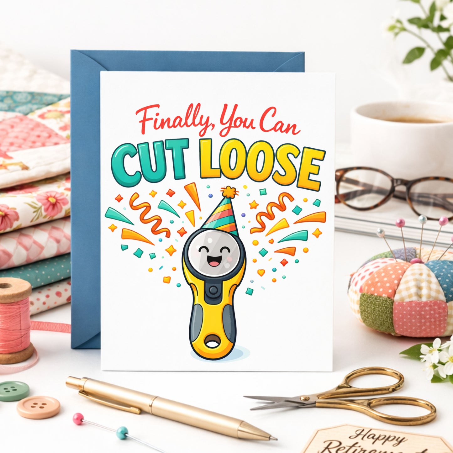 Cut Loose Retirement Greeting Card for Quilters