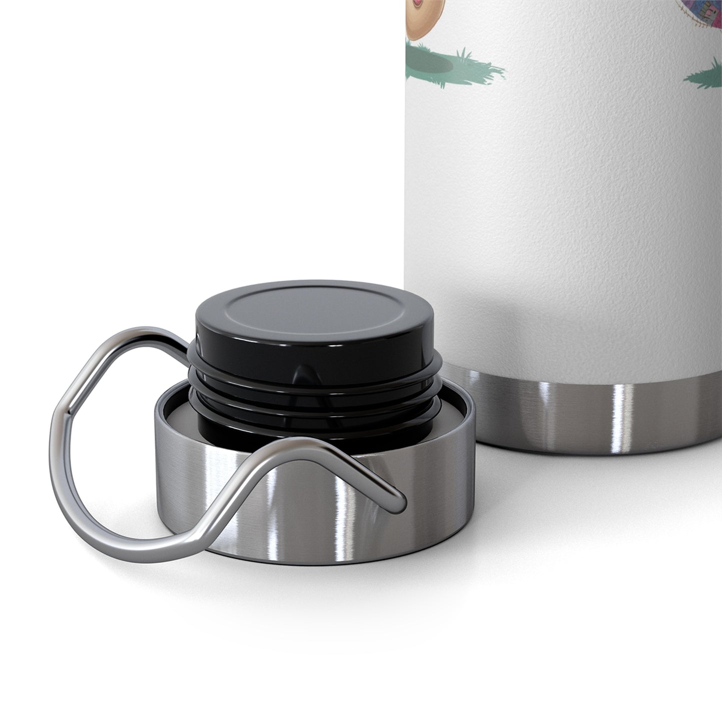 A funny quilting-inspired Insulated Bottle with the phrase Quilters Turn Coffee Into Quilts showing a fun coffee cup and quilting design
