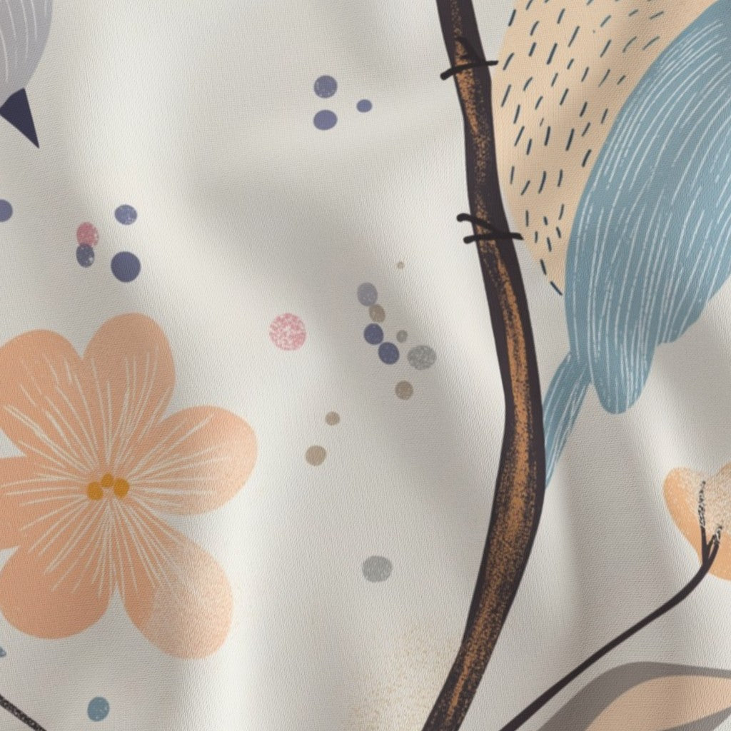 Birdsong Blossoms Fabric Panel – 36"x42" for baby quilts and nursery wall hangings