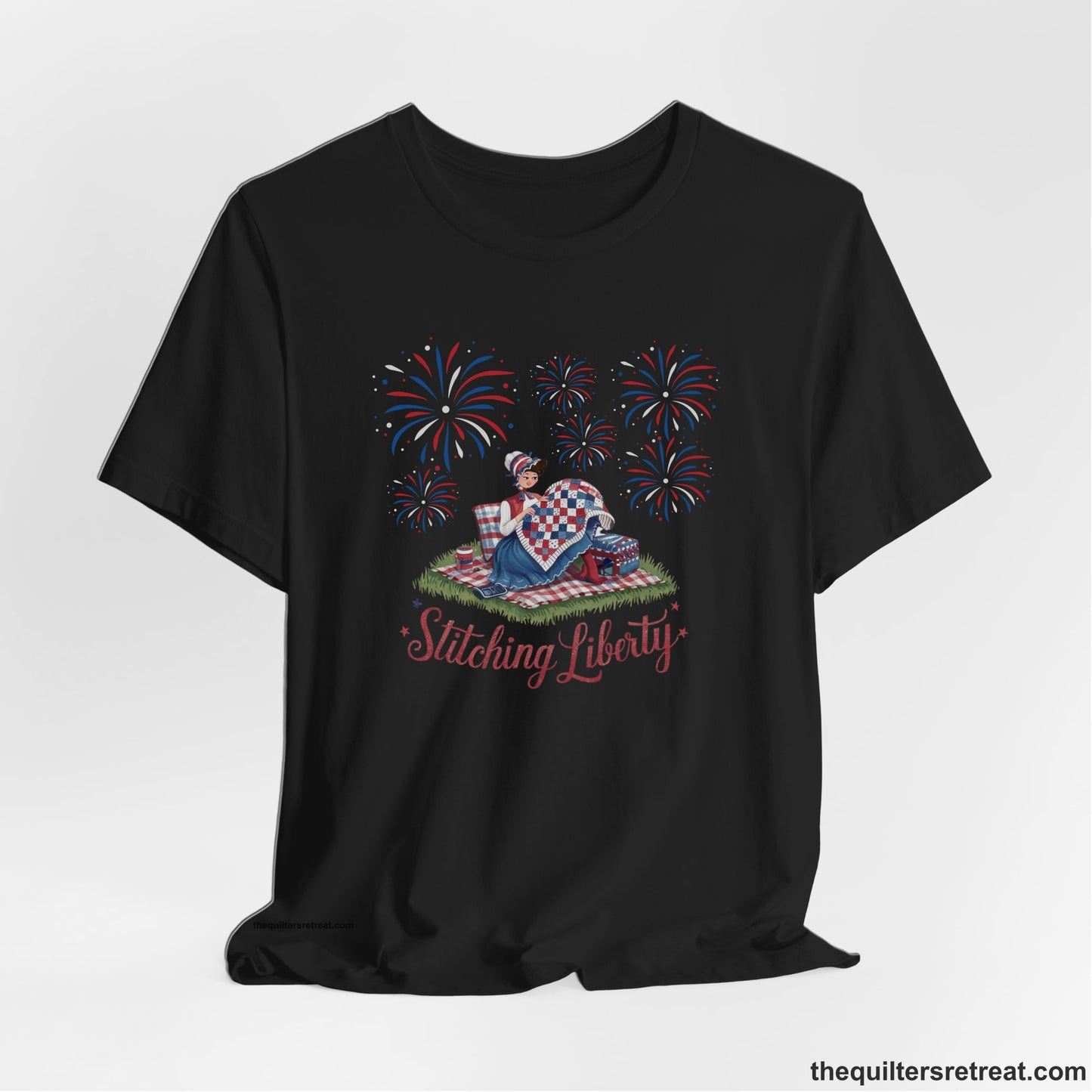 Stitching Liberty - Freedom Lover Quilter T-Shirt - Funny Quilting T...