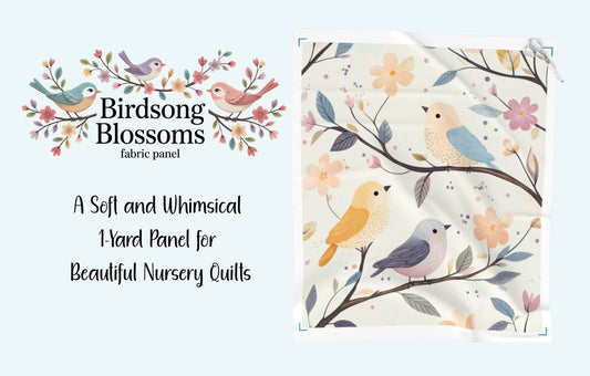 Birdsong Blossoms Quilt Panel: A Soft and Whimsical 1-Yard Panel for Beautiful Quilts