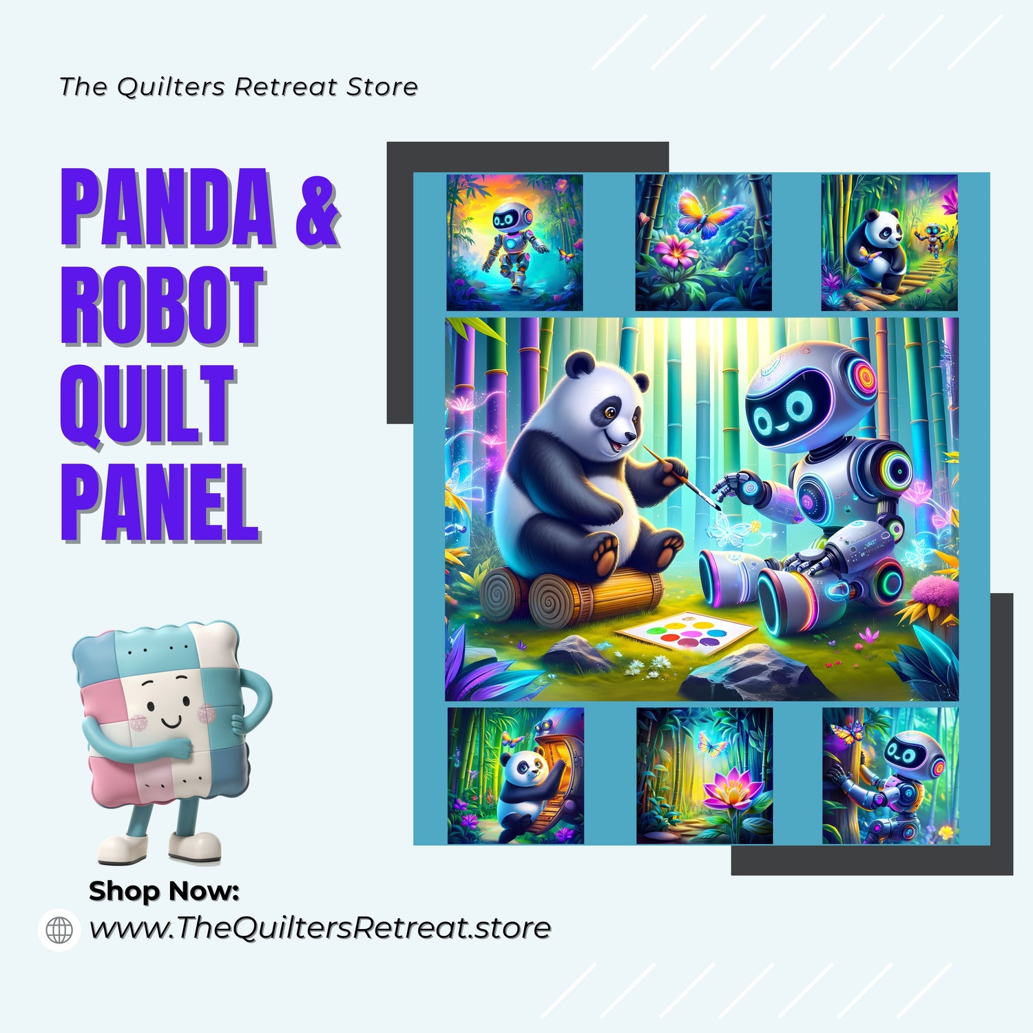 Panda and Robot Quilt Collection