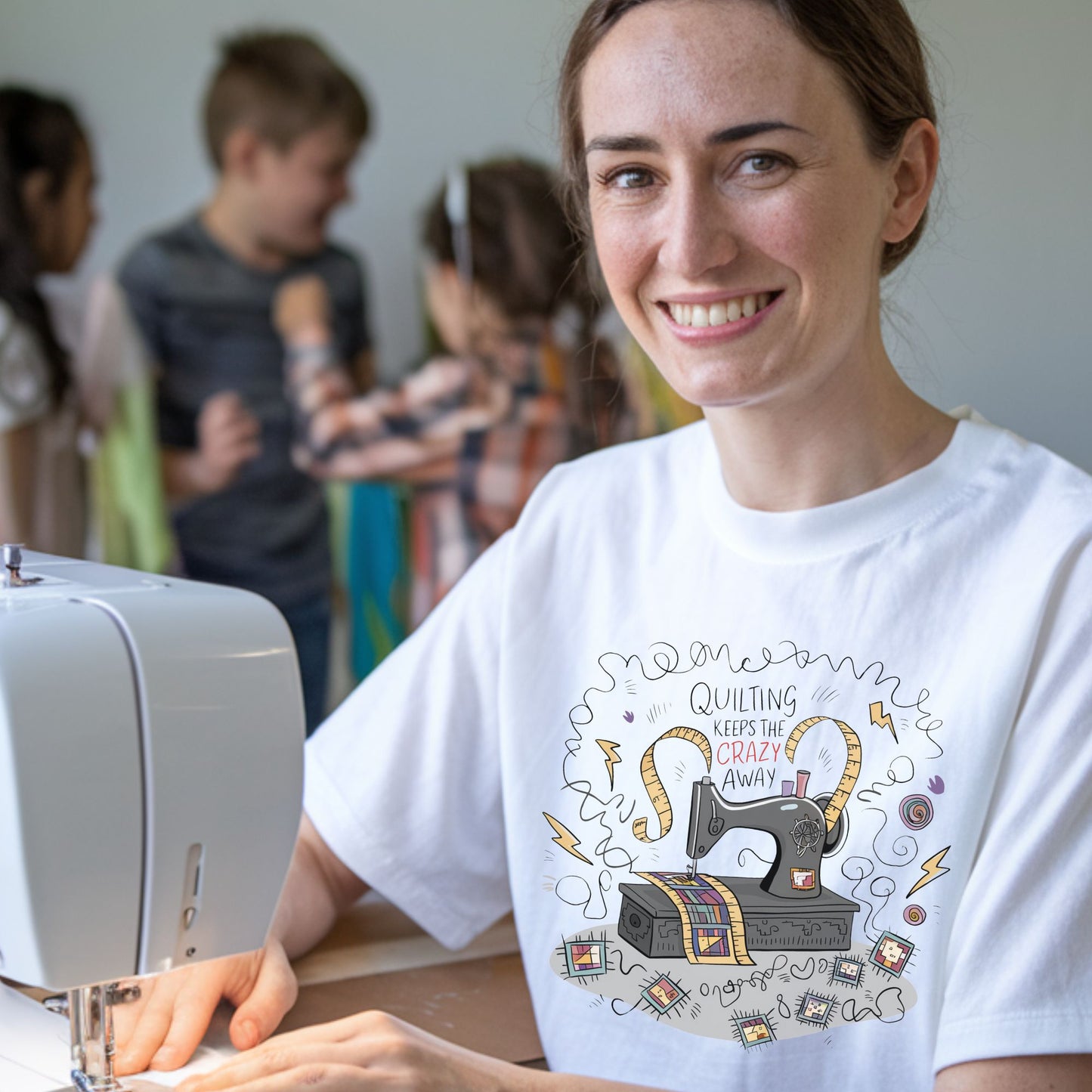 Quilting Keeps the Crazy Away - Funny Quilter T-Shirt