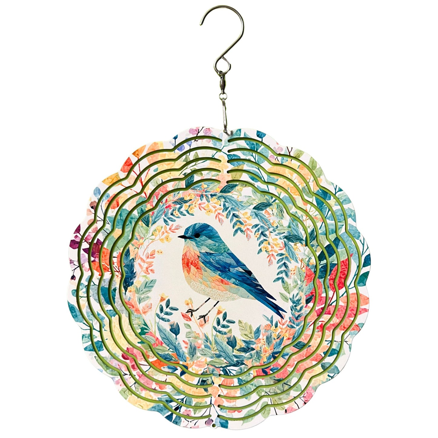 Patchwork Bluebird Wind Spinner