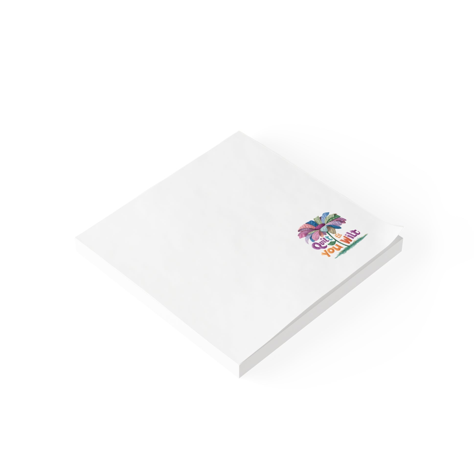 Unique and fun quilting notepads for quilters featuring 'Quilt 'Til You Wilt: Fun and Funny 3M Post-it Notes for Quilters'. Ideal for showing off quilting passion.