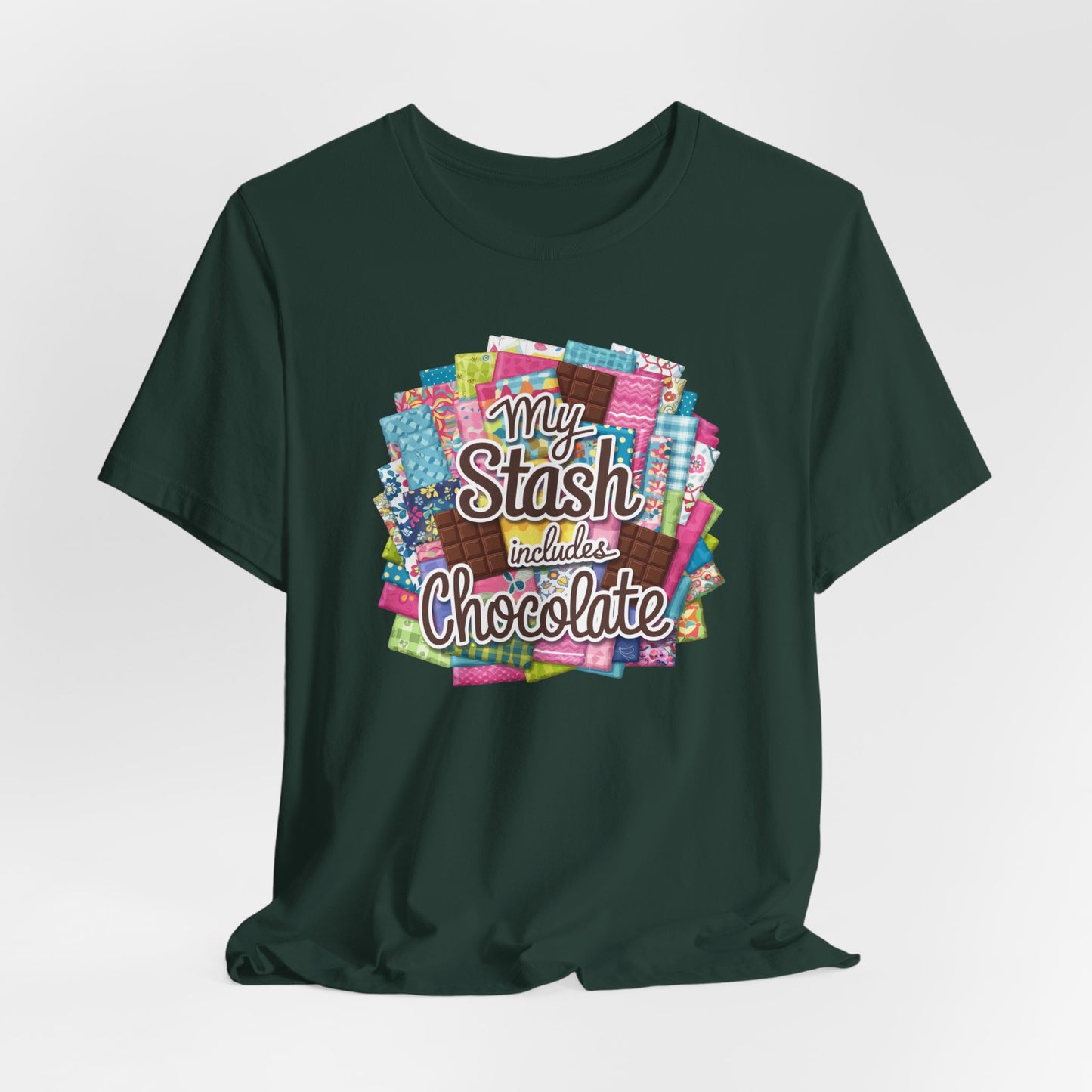 My Stash Includes Chocolate T-Shirt – Fun Quilter Design