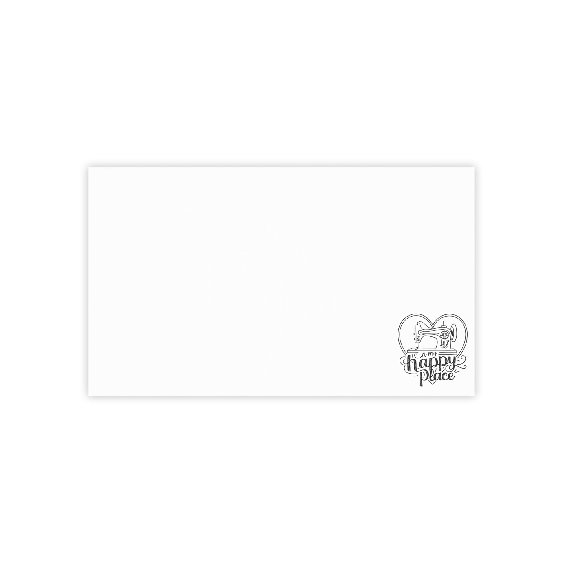 Funny Quilting notepads with a delightful quilting theme. Capture your thoughts, ideas, and quilting plans with our "In My Happy Place" Post-it Notes!  Featuring a charming sewing machine illustration inside a heart, these sticky notes bring a touch of joy to your workspace.