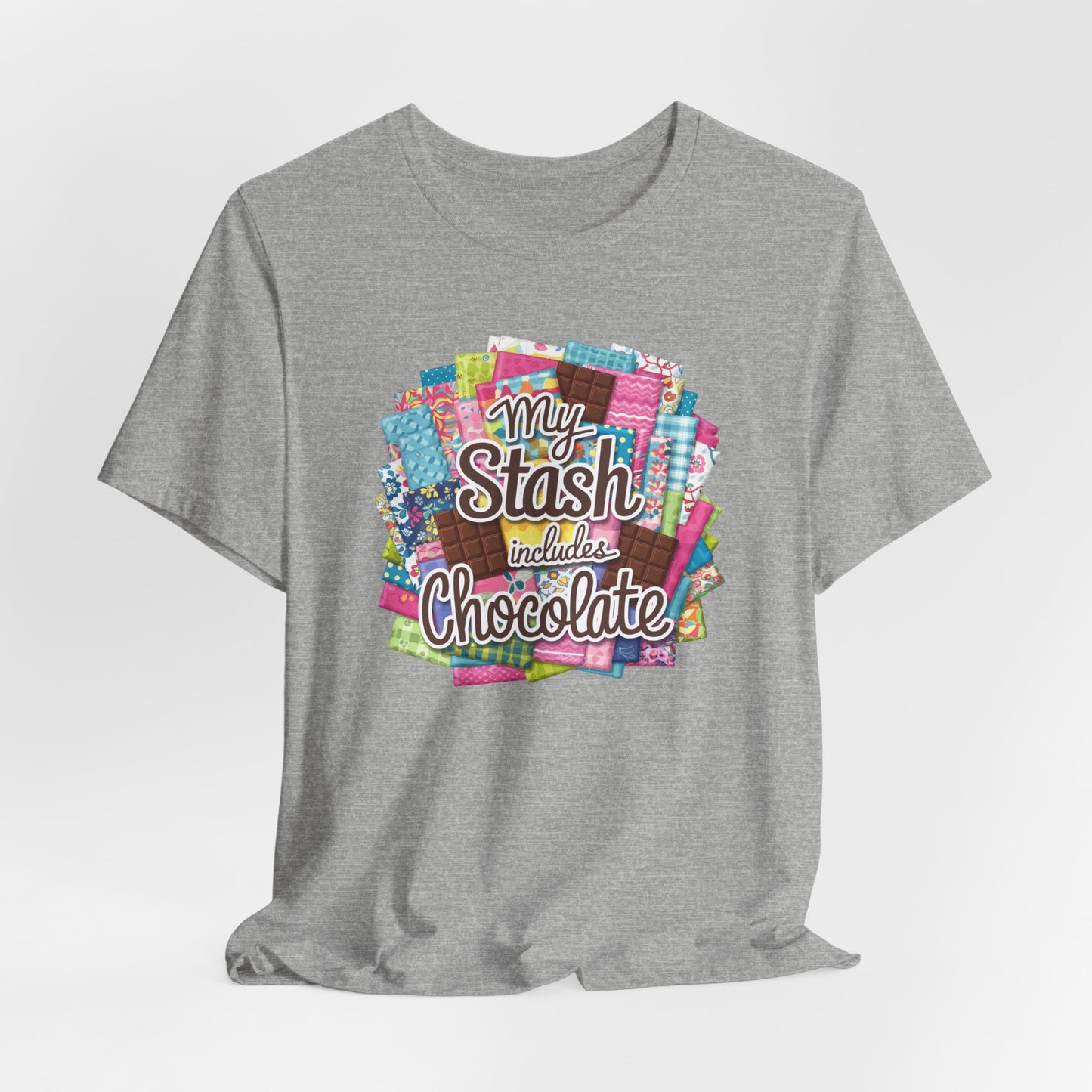 My Stash Includes Chocolate T-Shirt – Fun Quilter Design