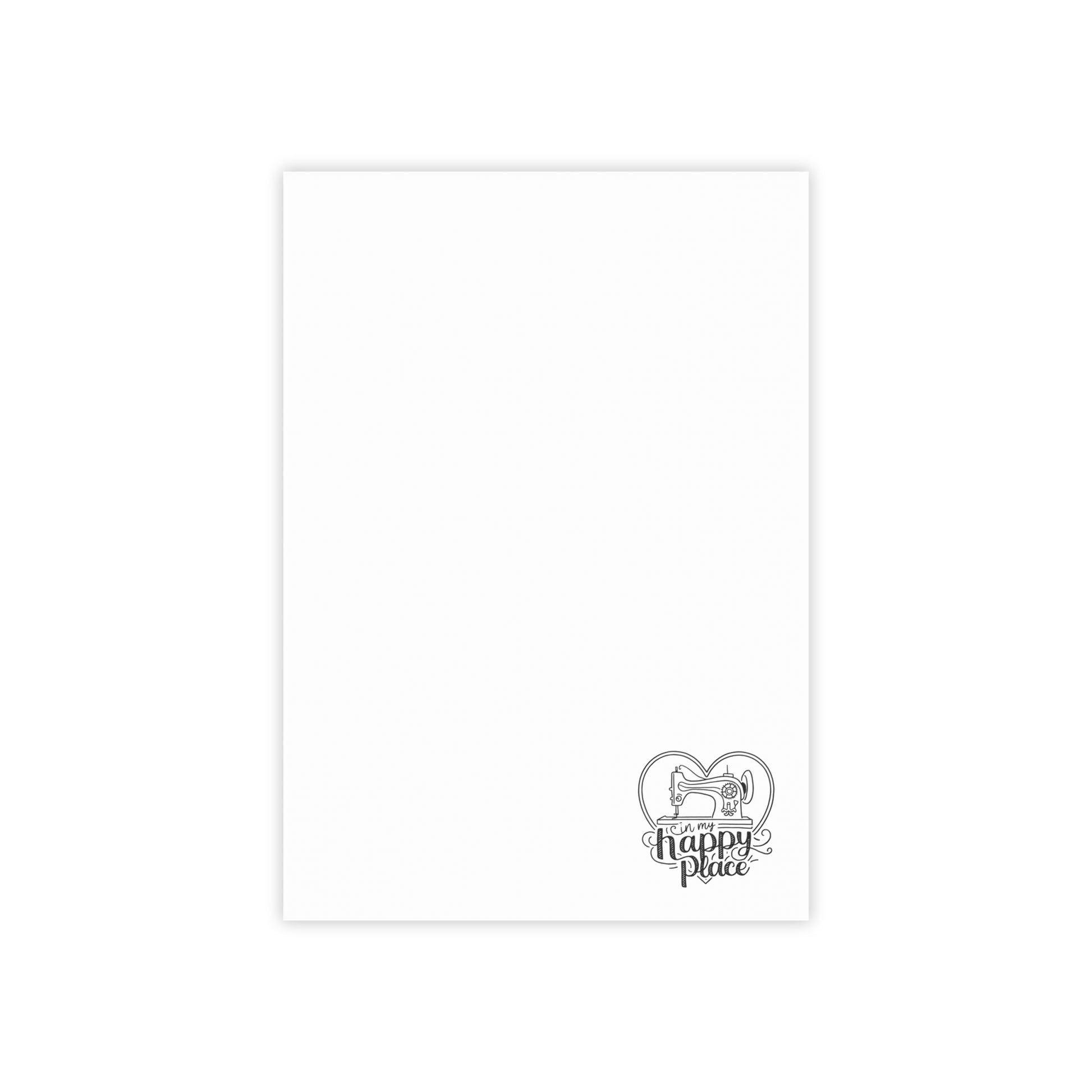 Funny Quilting notepads with a delightful quilting theme. Capture your thoughts, ideas, and quilting plans with our "In My Happy Place" Post-it Notes!  Featuring a charming sewing machine illustration inside a heart, these sticky notes bring a touch of joy to your workspace.