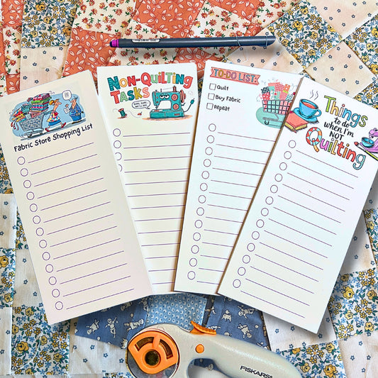 Funny Quilting To-Do List Notepads – 40-Page Slim Pocket-Size Notebooks with Fun Quilty Designs for Quilters