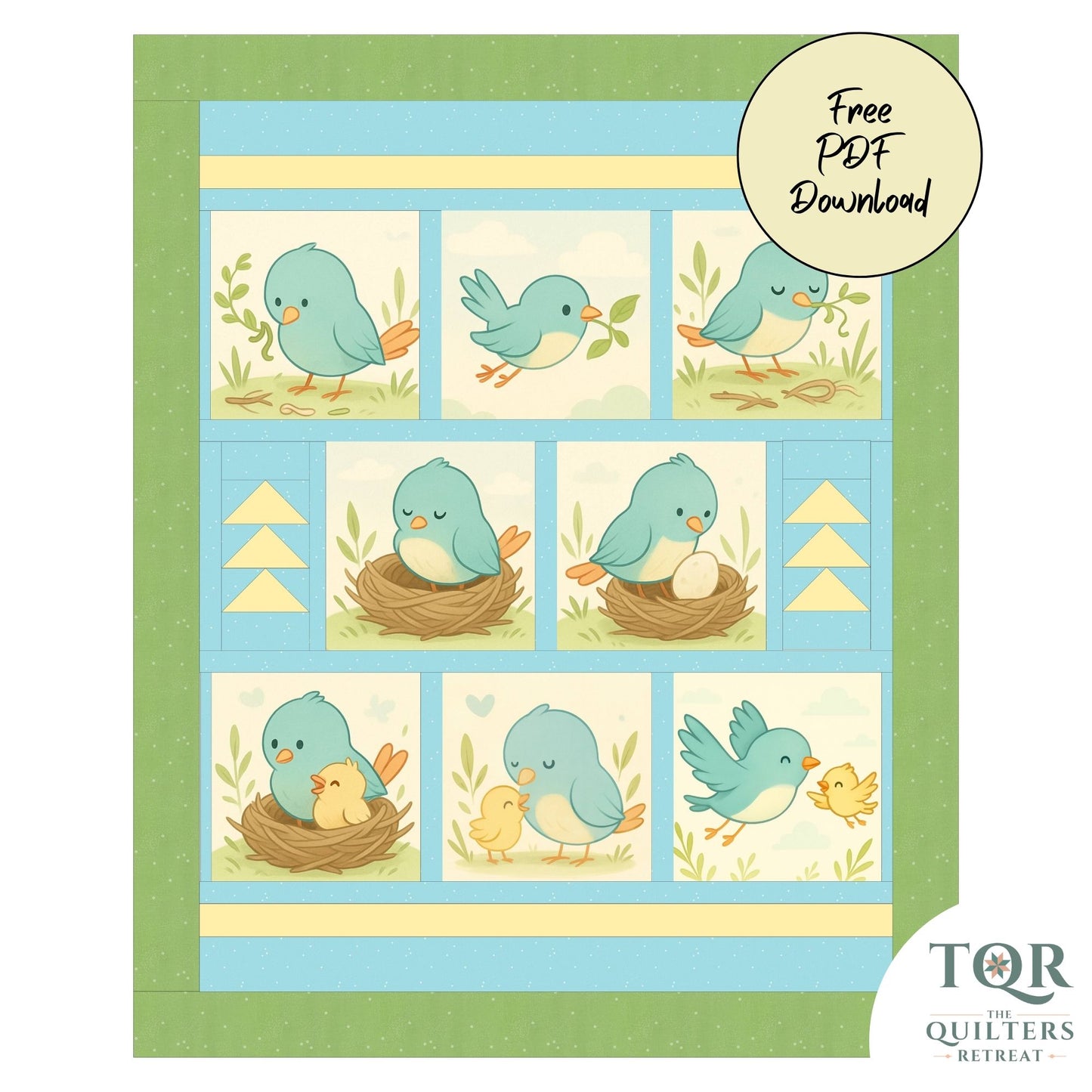 Little Birdie Makes a Nest – Free Quilt Pattern - PDF Download