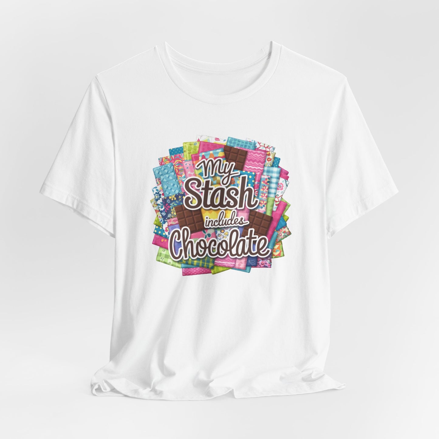 My Stash Includes Chocolate T-Shirt – Fun Quilter Design