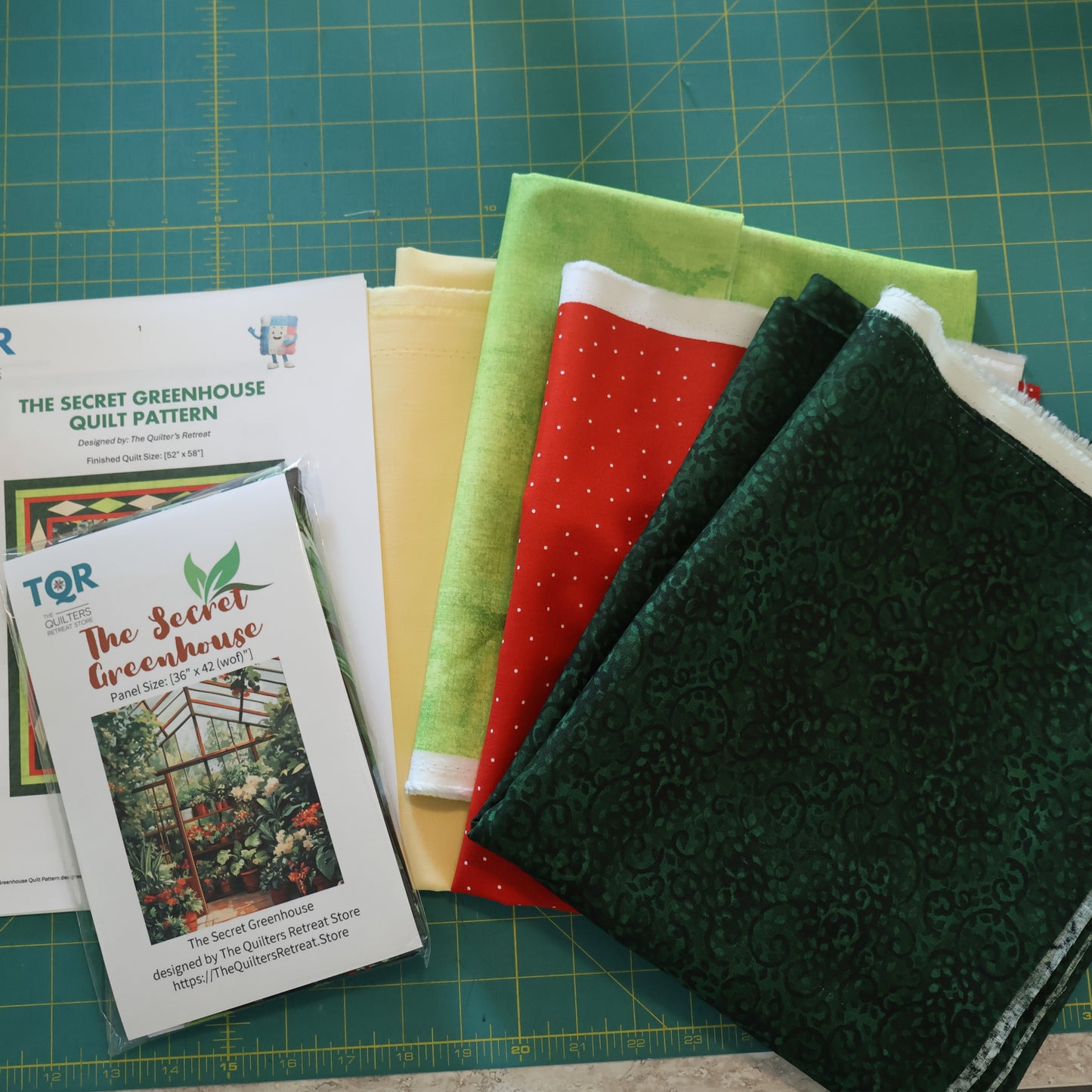 The Secret Greenhouse Quilt Kit – Includes Panel, Coordinated Fabric, Pattern & Foundation Paper Templates