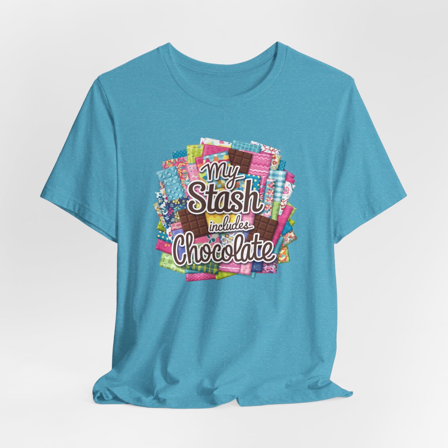 My Stash Includes Chocolate T-Shirt – Fun Quilter Design