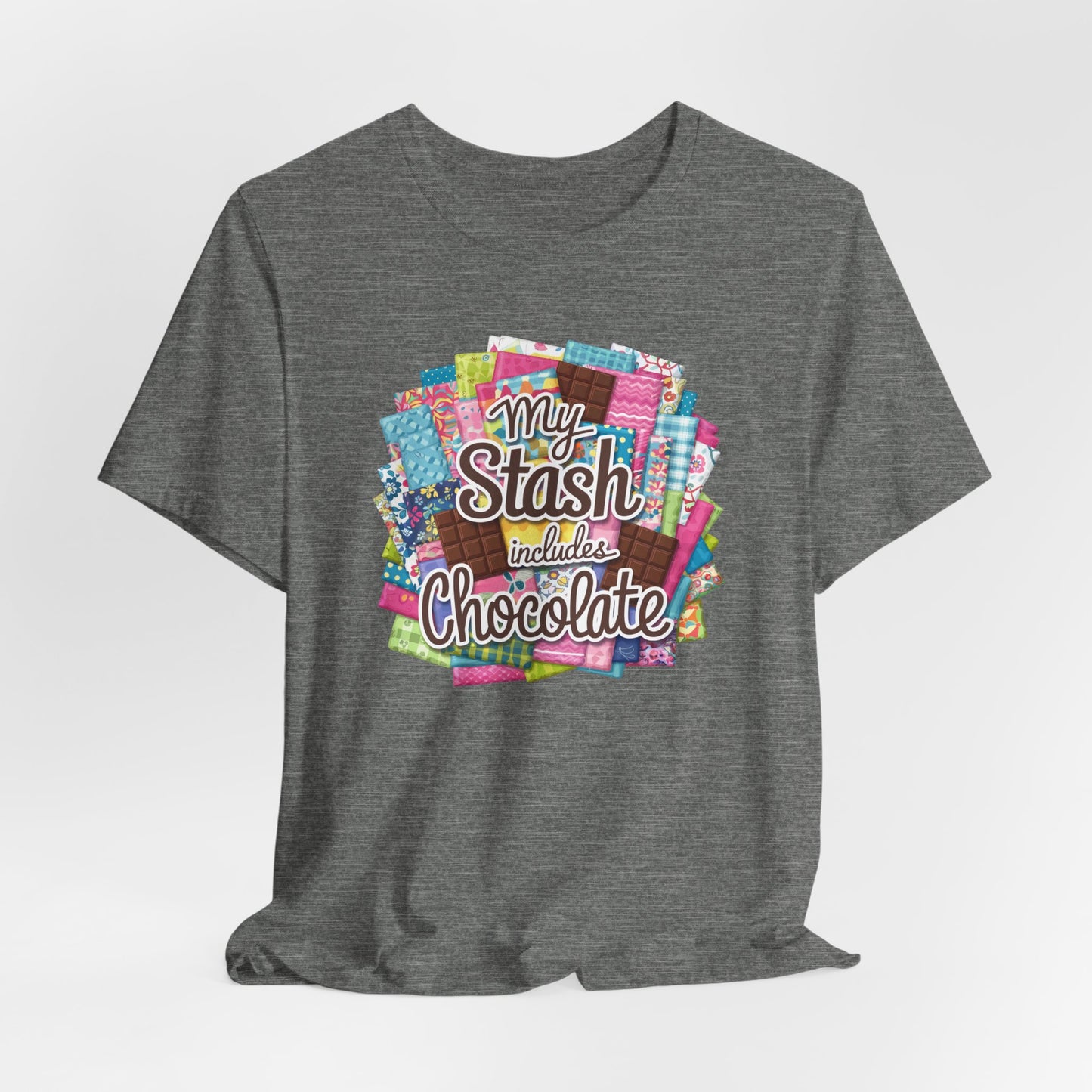 My Stash Includes Chocolate T-Shirt – Fun Quilter Design