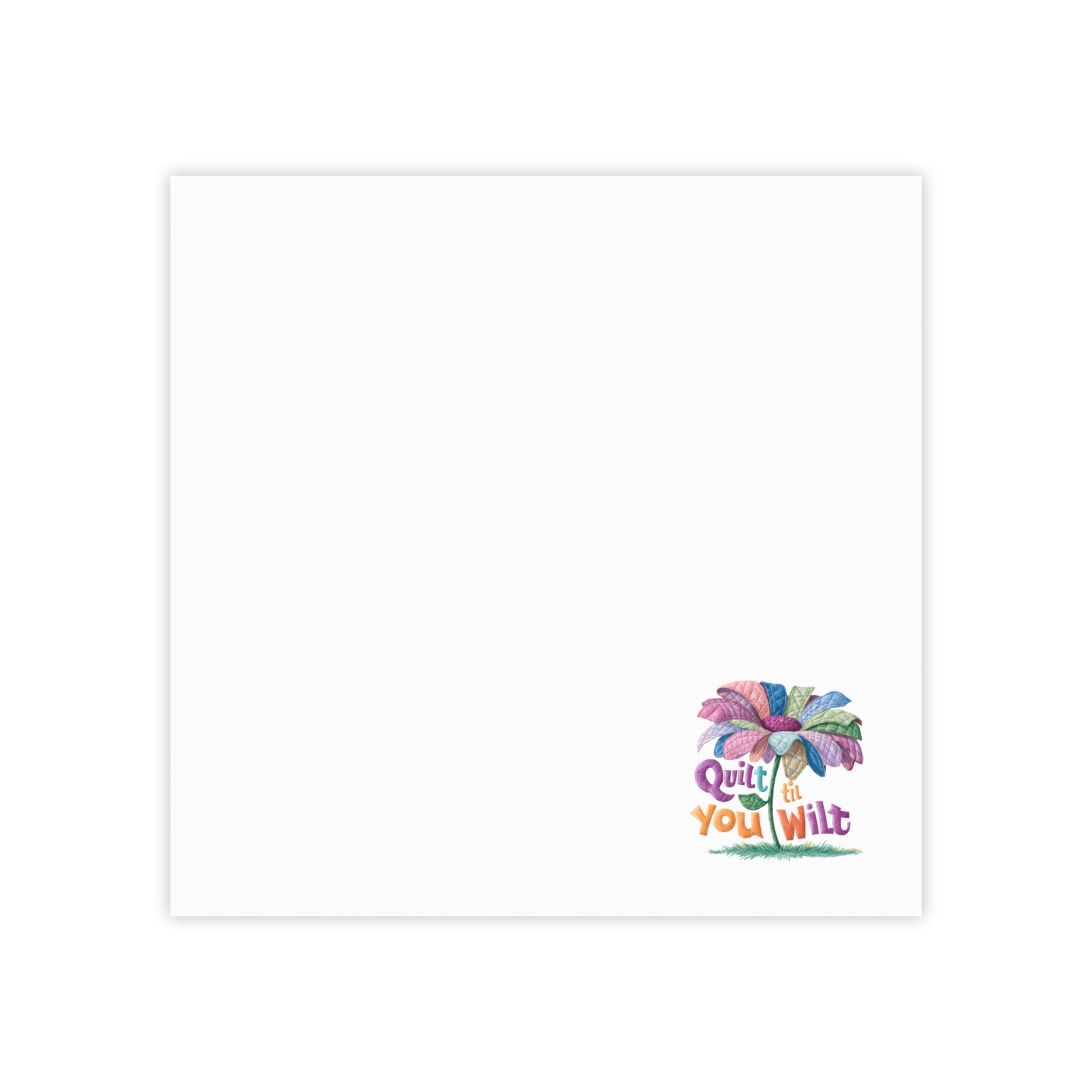 Unique and fun quilting notepads for quilters featuring 'Quilt 'Til You Wilt: Fun and Funny 3M Post-it Notes for Quilters'. Ideal for showing off quilting passion.
