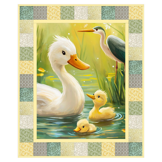 Little Marsh Friends baby quilt kit with duck panel and coordinating fabrics