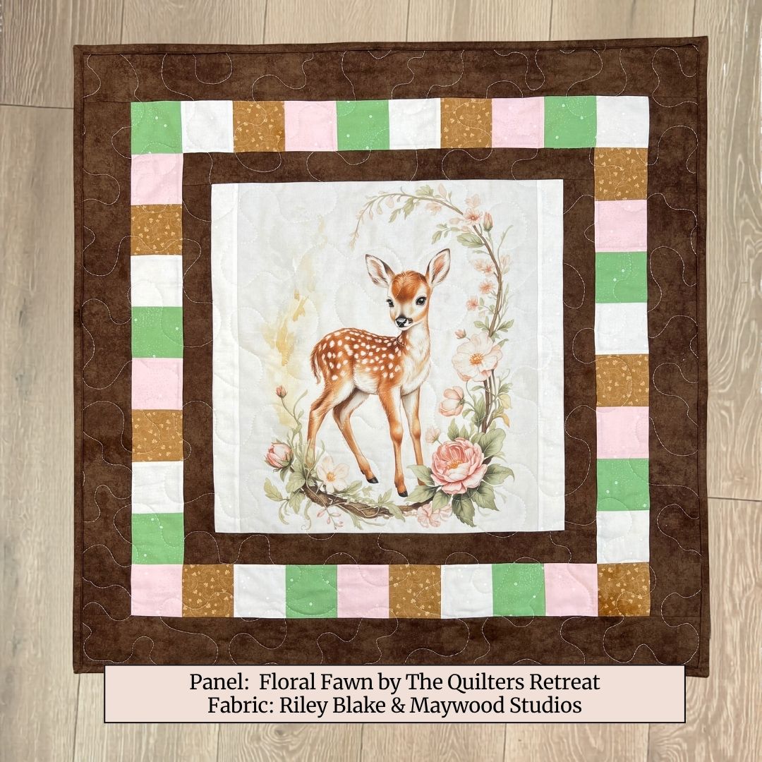 Floral Fawn Baby Quilt Panel + Pattern