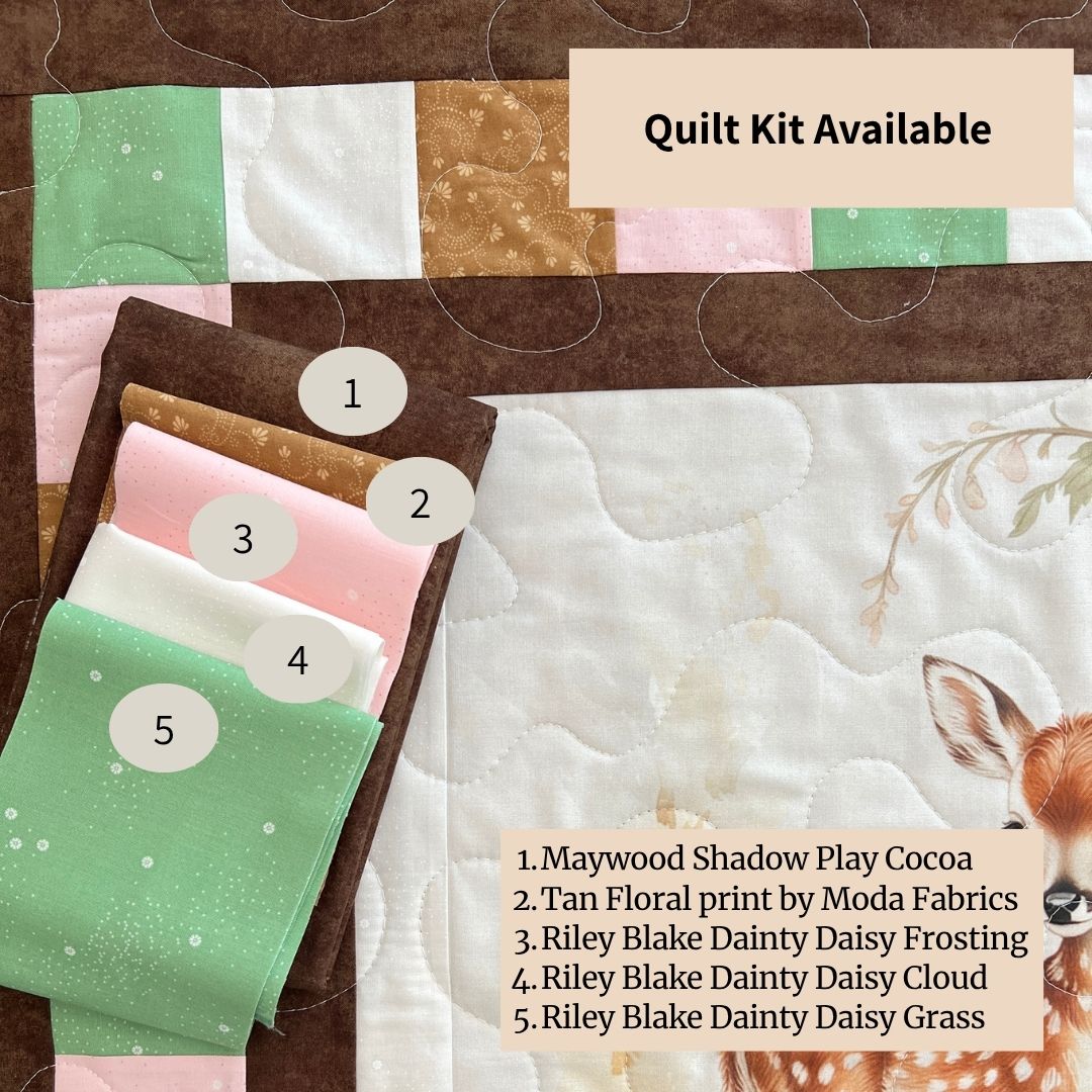 Floral Fawn Baby Quilt Panel + Pattern