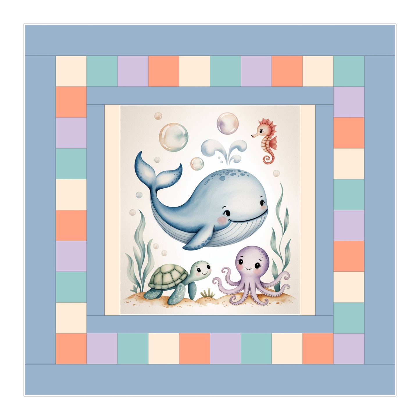 Baby Ocean Friends Baby Quilt Panel + Pattern